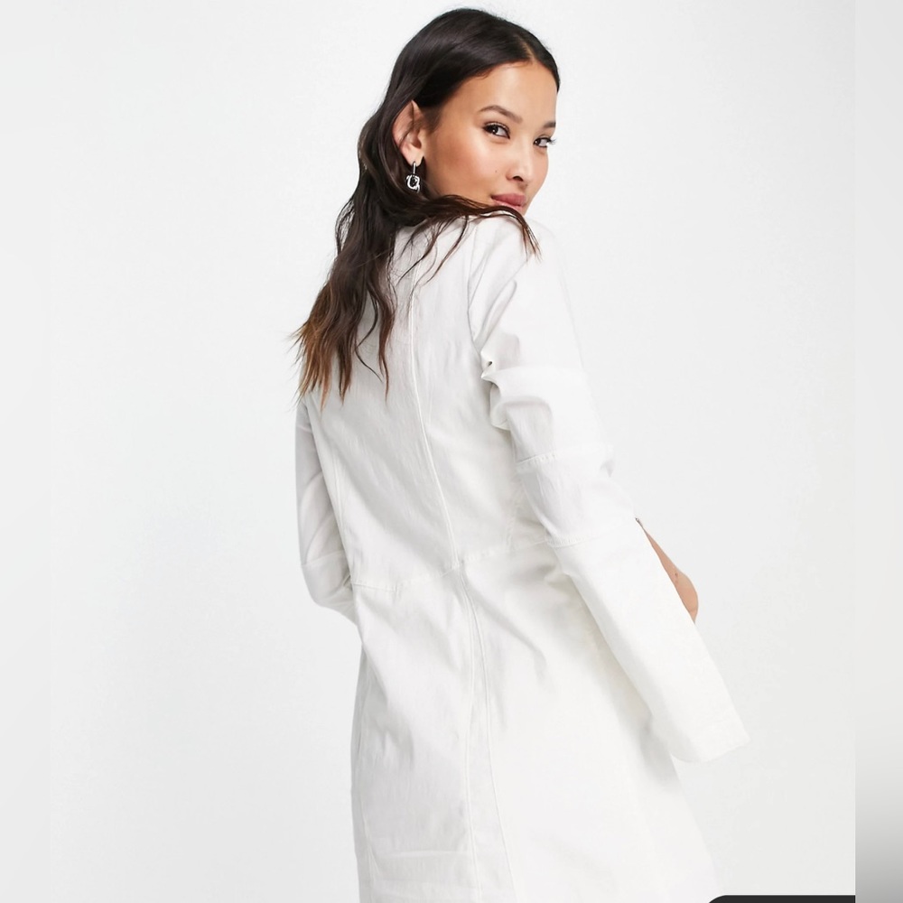 Free People flared sleeve denim mini dress in ivory Size XS NWT - Picture 3 of 8